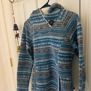 Striped Blue and Gray Women's Sweater